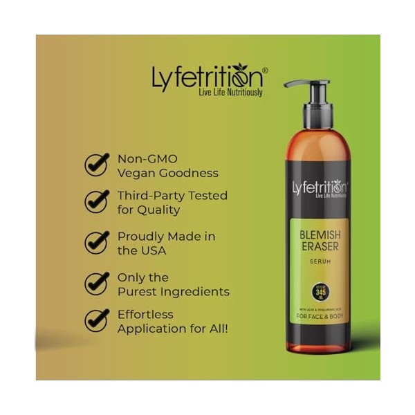 Lyfetrition Sérum gomme anti-imperfections réduit les rides sur le visage et éclaircit les taches sombres et les marques, sér