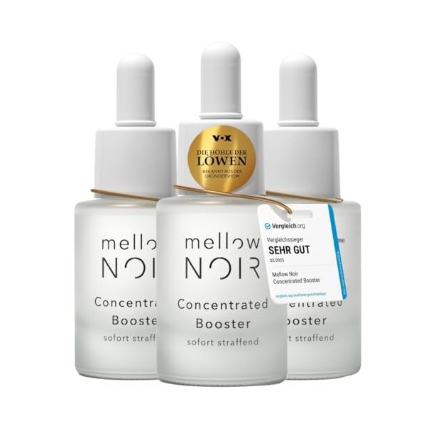 mellow NOIR Booster concentré de 3 x 15 ml | raffermissant immédiatement | Sérum pour le visage à lacide hyaluronique | Séru