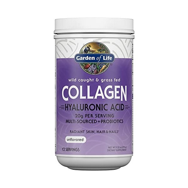 Garden of Life Wild Caught & Grass Fed Collagen with Hyaluronic Acid Powder - 270g Acide hyaluronique