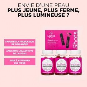 Lashilé Beauty - Complément Alimentaire - Anti-âge Global - Shots Collagène Marin 5000 mg + Gummies Good beauty - Type 1 et 3