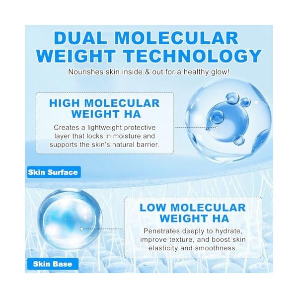 Hyaluronic Acid Powder,Poudre dacide hyaluronique pur pour la peau, sérum facial de bricolage soluble dans leau pour lhydr