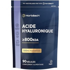 Acide Hyaluronique Gelules 800kDA | 90 Vegan Gélules | Acide Hyaluronique Gelules | Haute Dosé | Complément Alimentaire Cheve
