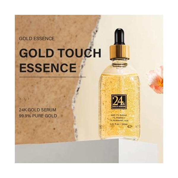 Sérum dor 24 carats avec rétinol, vitamine E, acide hyaluronique, sérum réparateur pour le visage, hydratant en profondeur, 