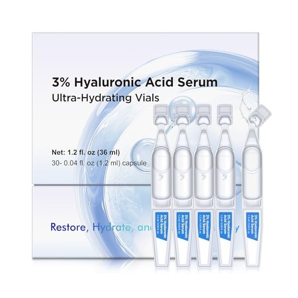 Sérum à lacide hyaluronique à 3 % - Viaux ultra hydratants - Hyaluron Ultra pour le visage - Sérum à lacide hyaluronique re