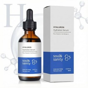 Sérum hydratant pour le visage à lacide hyaluronique, aux vitamines C et E