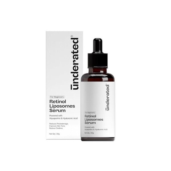 Underated Retinol Liposomes Face Serum for Beginners with Aquaporins & Hyaluronic Acid | Lightweight Hydrating Formula for Sm