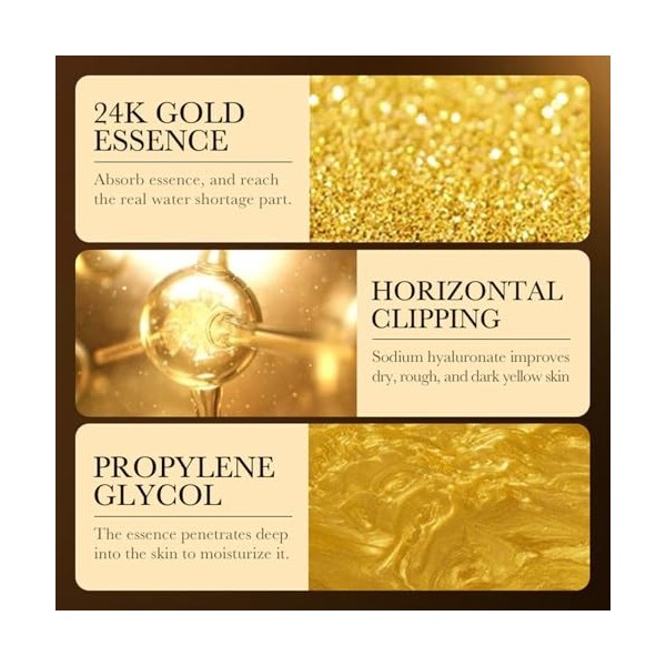 Sérum 24k or à Lacide Hyaluronique, 2 Pièces, Sérum Anti-âge Enrichi En or Et Acide Hyaluronique Pour Une Hydratation Maxima