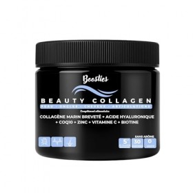 BOOSTIES Beauty Collagen - Collagène marin breveté en poudre 5 000 mg + Acide Hyaluronique, Vitamine C, Zinc, Biotine – Peau,