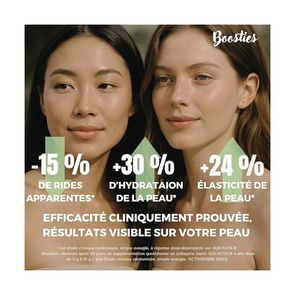 BOOSTIES Beauty Collagen - Collagène marin breveté en poudre 5 000 mg + Acide Hyaluronique, Vitamine C, Zinc, Biotine – Peau,