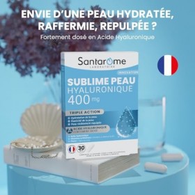 Santarome - Sublime Peau Hyaluronique 400 mg - Complément alimentaire Peau - Hydratation et fermeté - Pépins de Raisin - 30 g...