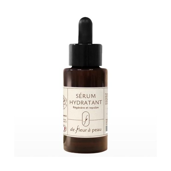 De Fleur à Peau - Sérum hydratant et anti-âge - Acide Hyaluronique et Coenzyme Q10 - Antioxydant | Ingrédients purs - 30 ml A...