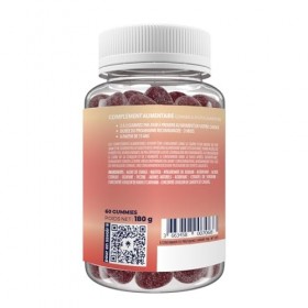 ZOHI-Complément Alimentaire Acide Hyaluronique -Gummies -60 gommes de fruits goût Framboise Pêche- Fabriqué en France
