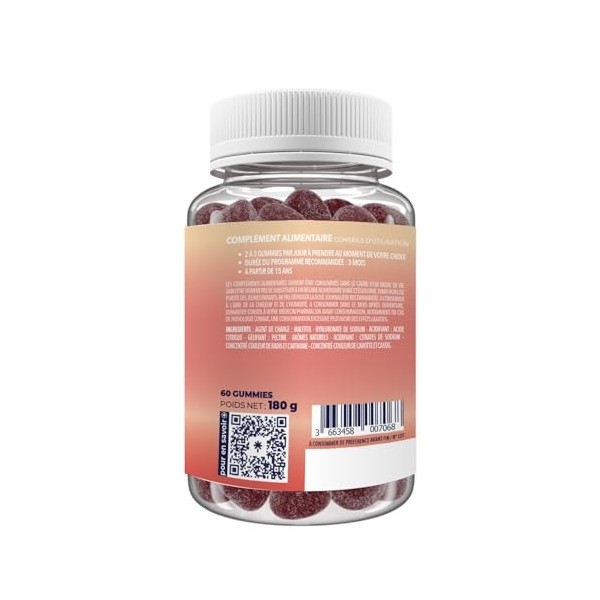 ZOHI-Complément Alimentaire Acide Hyaluronique -Gummies -60 gommes de fruits goût Framboise Pêche- Fabriqué en France