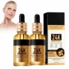 2PCS Sérum Visage 24K Or – Sérum hydratant pour le visage et les yeux enrichi en or 24K pour un éclat immédiat, Acide hyaluro
