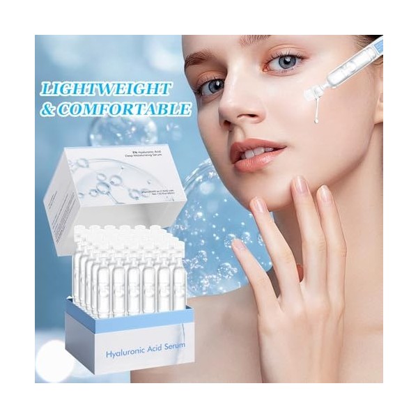 WAWJ® Sérum Visage Anti-Rides & Anti-Âge - 3% Acide Hyaluronique Pur - Serum Visage Hydratant, 30 Flacons Monodoses, Hydratat