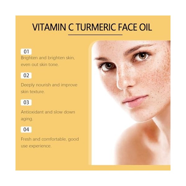 Turmeric and Vitamin C Serum, Sérum Visage Anti Aging avec Acide Hyaluronique et Niacinamide, Dark Spot Remover pour Visage, ...