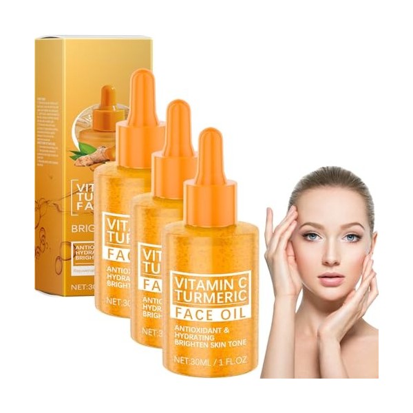 Turmeric and Vitamin C Serum, Sérum Visage Anti Aging avec Acide Hyaluronique et Niacinamide, Dark Spot Remover pour Visage, ...