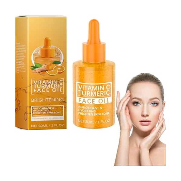 Turmeric and Vitamin C Serum, Sérum Visage Anti Aging avec Acide Hyaluronique et Niacinamide, Dark Spot Remover pour Visage, ...