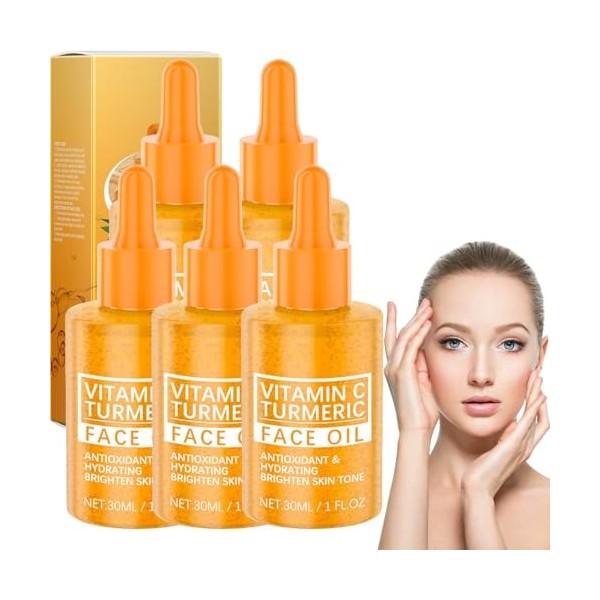 Turmeric and Vitamin C Serum, Sérum Visage Anti Aging avec Acide Hyaluronique et Niacinamide, Dark Spot Remover pour Visage, ...