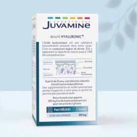 JUVAMINE - Beauté Hyaluronique + - Acide Hyaluronique 200mg - Nutriment du derme - Beauté - Elasticité - Peau - 60 gélules - 