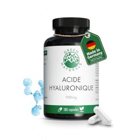 Acide hyaluronique gelules - 930 mg dacide hyaluronique par dose journalière - 180 gélules pour 2 mois - Green Naturals®