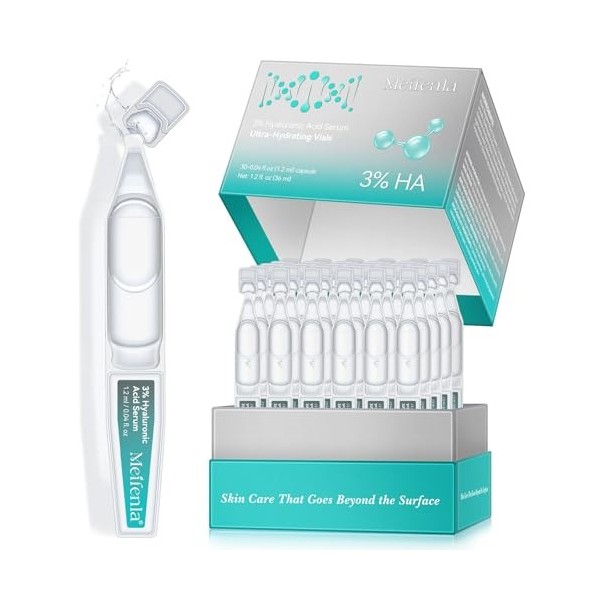 Sérum à lacide hyaluronique à 3 % - Sérum hyaluronique hautement dosé et acide hyaluronique pour le visage - Anti-âge, soin 