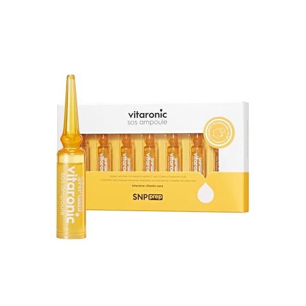 SNP Prep Vitaronic SOS Ampoule – Sérum coréen 7 jours à la vitamine C avec panthénol et acide hyaluronique pour une peau écla