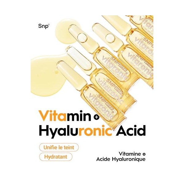 SNP Prep Vitaronic SOS Ampoule – Sérum coréen 7 jours à la vitamine C avec panthénol et acide hyaluronique pour une peau écla