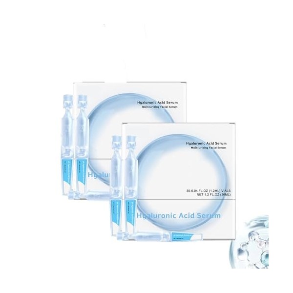 Sérum à lacide hyaluronique 3 % pour le visage, sérum hydratant anti-âge avec tubes dacide hyaluronique pour une hydratatio A...