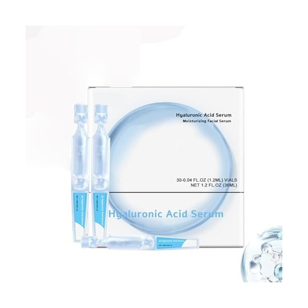 Sérum à lacide hyaluronique 3 % pour le visage, sérum hydratant anti-âge avec tubes dacide hyaluronique pour une hydratatio A...