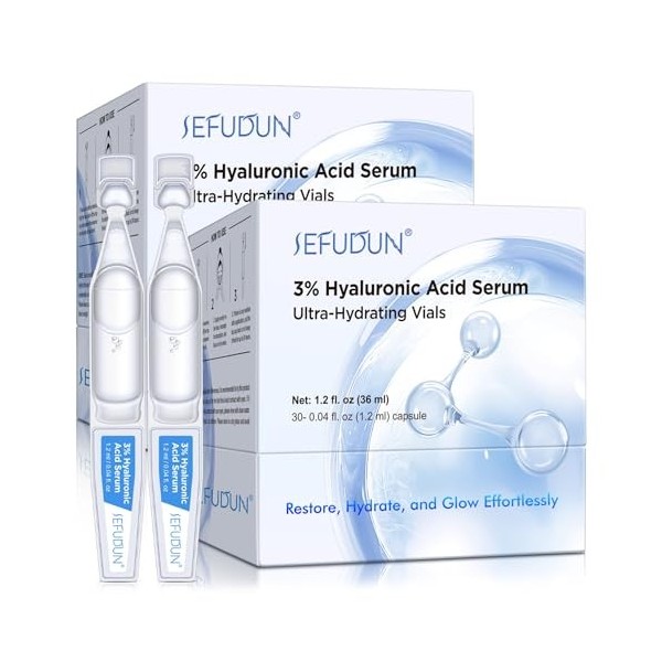 P-Beauty Sérum hyaluronique 3 % - Sérum visage à lacide hyaluronique en ampoules - Hydratation intense, réduction des rides, ...