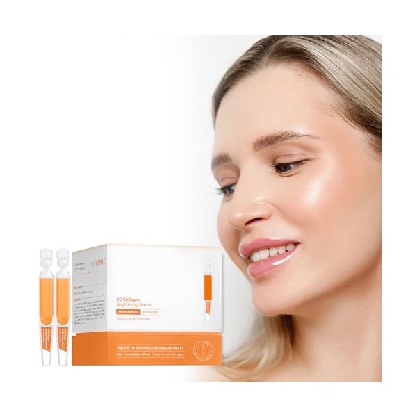 Sérum visage à la vitamine C avec acide hyaluronique, glutathion, vitamine E et niacinamide, sérum anti-âge pour le visage co...