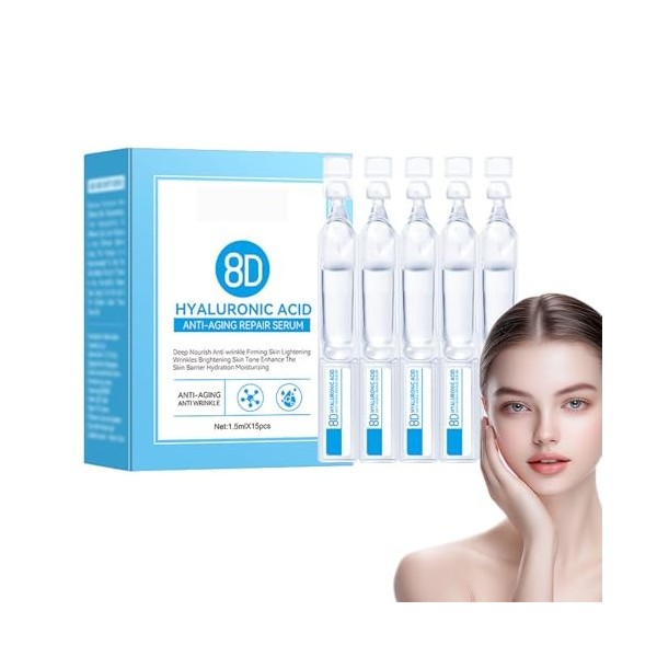 Essence réparatrice anti-rides à lacide hyaluronique 8D, tubes de sérum ultra-hydratant, flacons de sérum ultra-hydratant à ...