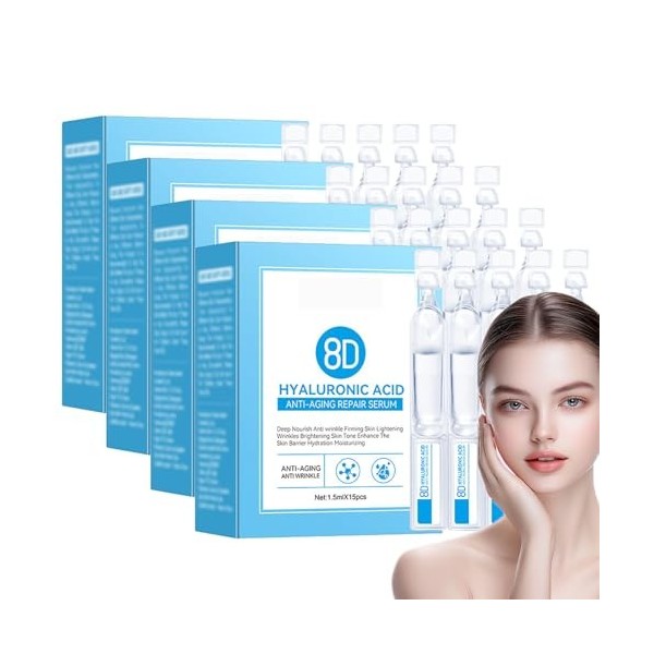 Essence réparatrice anti-rides à lacide hyaluronique 8D, tubes de sérum ultra-hydratant, flacons de sérum ultra-hydratant à ...