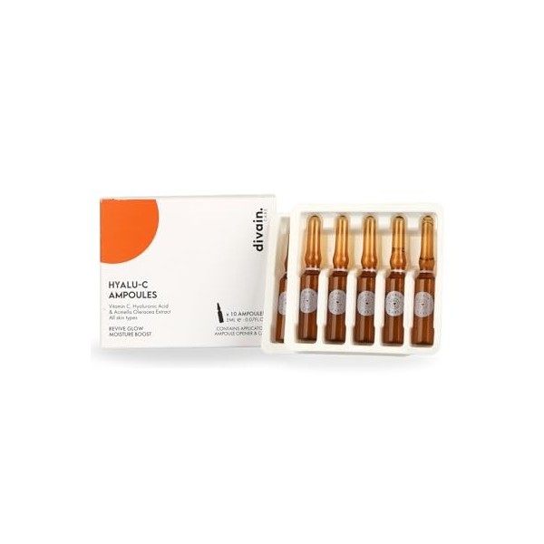 Ampoules Faciales Illuminatrices 20 ml avec Vitamine C et Acide Hyaluronique | Hydratation Profonde, Effet Lifting et Illumin