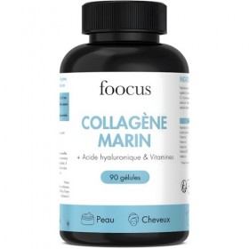 Collagène Marin - Avec Vitamine C et Acide Hyaluronique - Skincare pour Hydratation et Fermeté de la Peau - 90 Gélules - Fooc