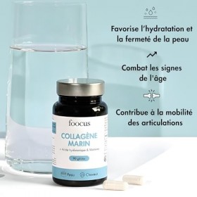 Collagène Marin - Avec Vitamine C et Acide Hyaluronique - Skincare pour Hydratation et Fermeté de la Peau - 90 Gélules - Fooc