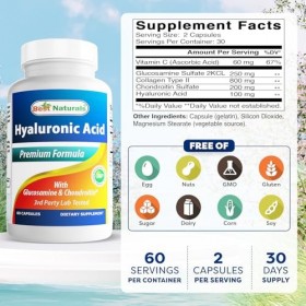 Best Naturals Hyaluronic Acid 100 mg 60 Capsules - Support Healthy Joints and Youthful Skin
