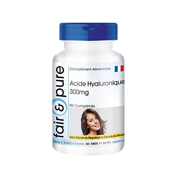 Fair & Pure® - Acide hyaluronique 300mg - 90 comprimés végans - dosage élevé