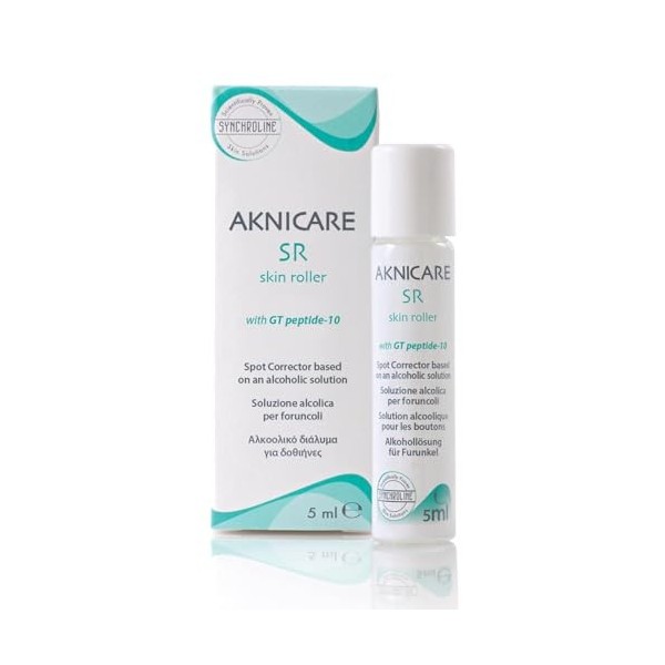 Synchroline – Aknicare Skin Roller 5 Ml Solution Alcoolique Dispositif Médical pour Lésions Acnéiques Localisées et Boutons a