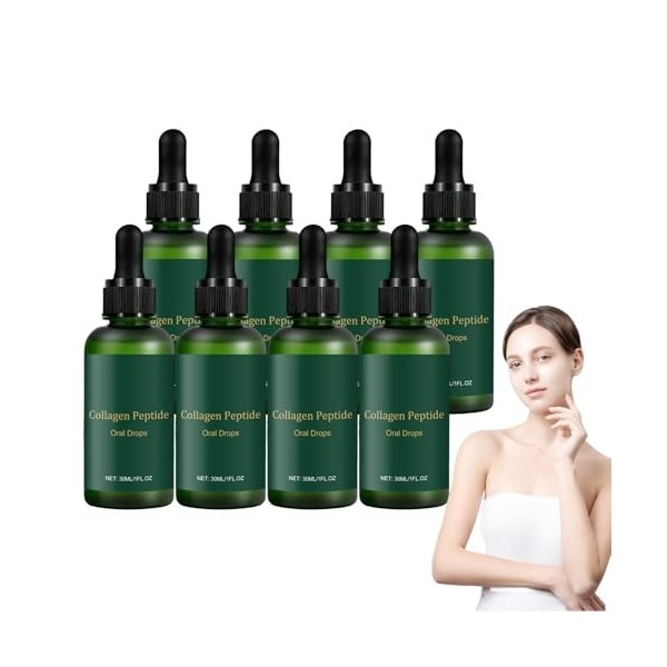 Gouttes orales de peptides de collagène - Peptides de collagène liquides pour femmes et hommes - Gouttes liquides multi-sérum...