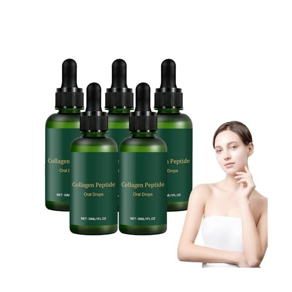 Gouttes orales de peptides de collagène - Peptides de collagène liquides pour femmes et hommes - Gouttes liquides multi-sérum...