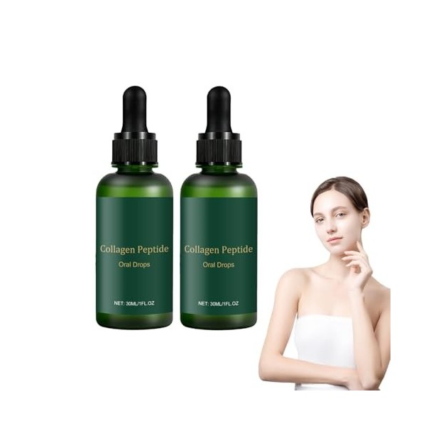 Gouttes orales de peptides de collagène - Peptides de collagène liquides pour femmes et hommes - Gouttes liquides multi-sérum...