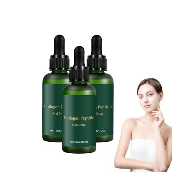 Gouttes orales de peptides de collagène - Peptides de collagène liquides pour femmes et hommes - Gouttes liquides multi-sérum...