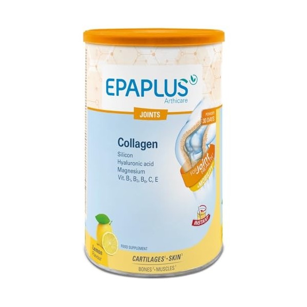 EPAPLUS Arthicare, Collagène hydrolysé avec Silicium et Acide Hyaluronique, arôme citron à dissolution instantanée, traitemen