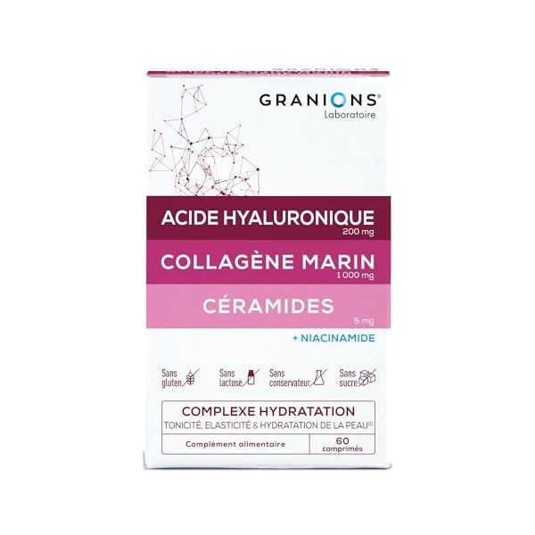 GRANIONS COLLAGENE MARIN | Collagene et Acide Hyaluronique - Collagene marin + Acide Hyaluronique + Niacinamide + Ceramides -...