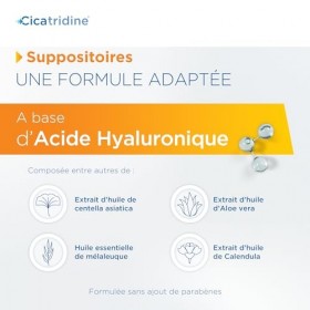 Cicatridine - Suppositoires - favorise la cicatrisation anale - Hémorroïdes - Acide Hyaluronique Sel Sodique 5mg - Dispositif...