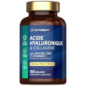 Collagene et Acide Hyaluronique Gelules | Supplément pour Cheveux | Complexe pour Adultes | Hyaluronic Acid and Collagen | Ho
