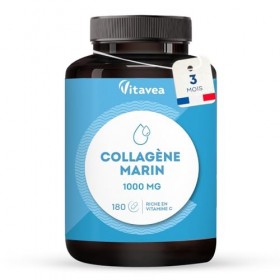 Collagène Marin Type 1&3, 1000mg |Bas poids moléculaire, haute absorption | Peptides Marins Hydrolysés | Avec Vitamine C | Pe