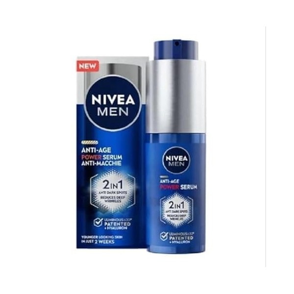 NIVEA MEN Anti-Age Power Sérum Anti Taches 30ml Sérum Visage pour Homme Anti Rides et Taches Sérum Visage à lacide hyaluroni